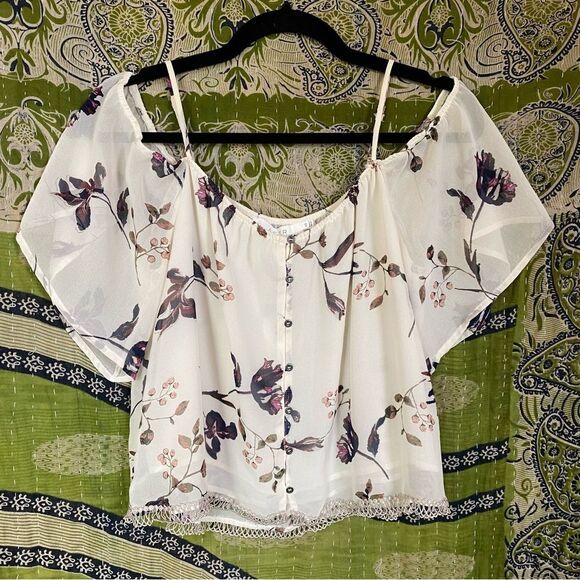 Astr the Label Floral Off-the-Shoulder Blouse Size Extra Small - Picture 1 of 16